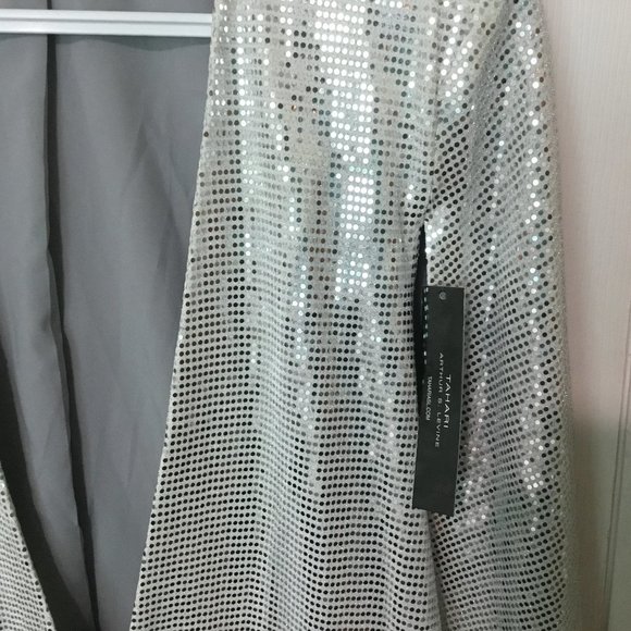NWT Tahari ASL Women Metallic Sequined Cape Blazer - Picture 3 of 4